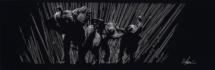 First Rain - Elephant - Intaglio Print