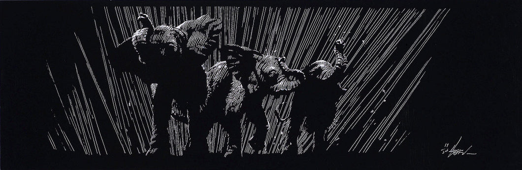 First Rain - Elephant - Intaglio Print